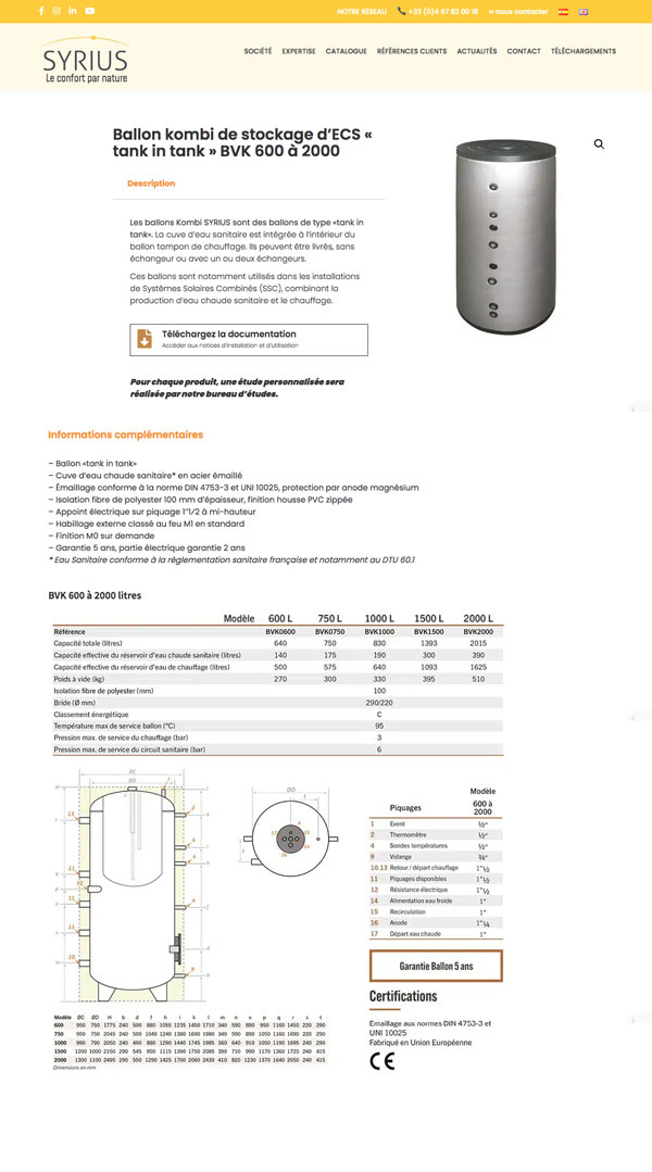 Fiche produit pour syrius-solar.fr